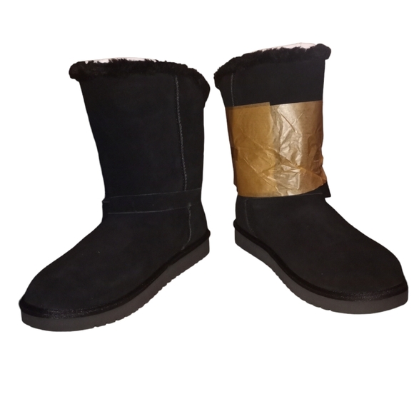 koolaburra by ugg black Faux Fur Short Boots - - Picture 6 of 11